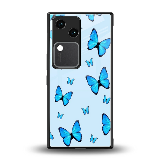 Gimme Butterflies Aesthetic back phone cover | glass case for vivo v30