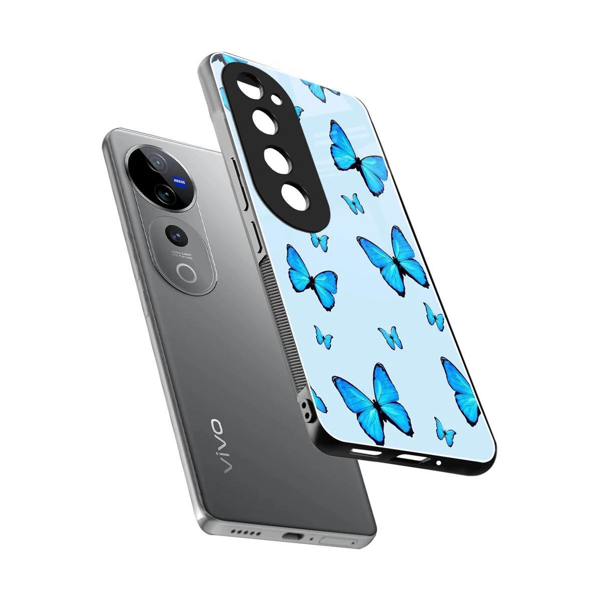 Gimme Butterflies Aesthetic sleek vivo v40 pro cover with tempered glass back and TPU edges