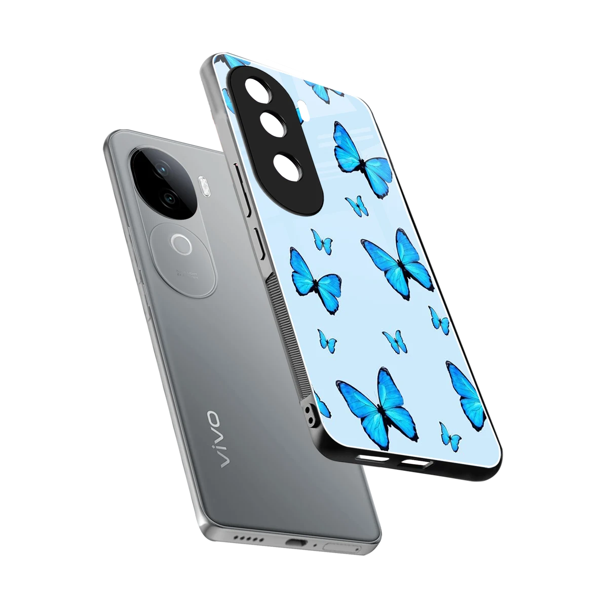 Gimme Butterflies Aesthetic sleek vivo v40e cover with tempered glass back and TPU edges