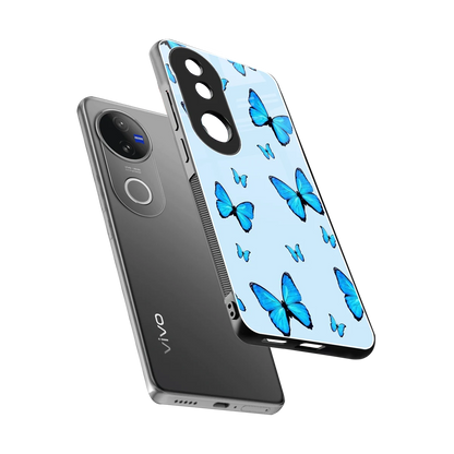 Gimme Butterflies Aesthetic sleek vivo v50 cover with tempered glass back and TPU edges