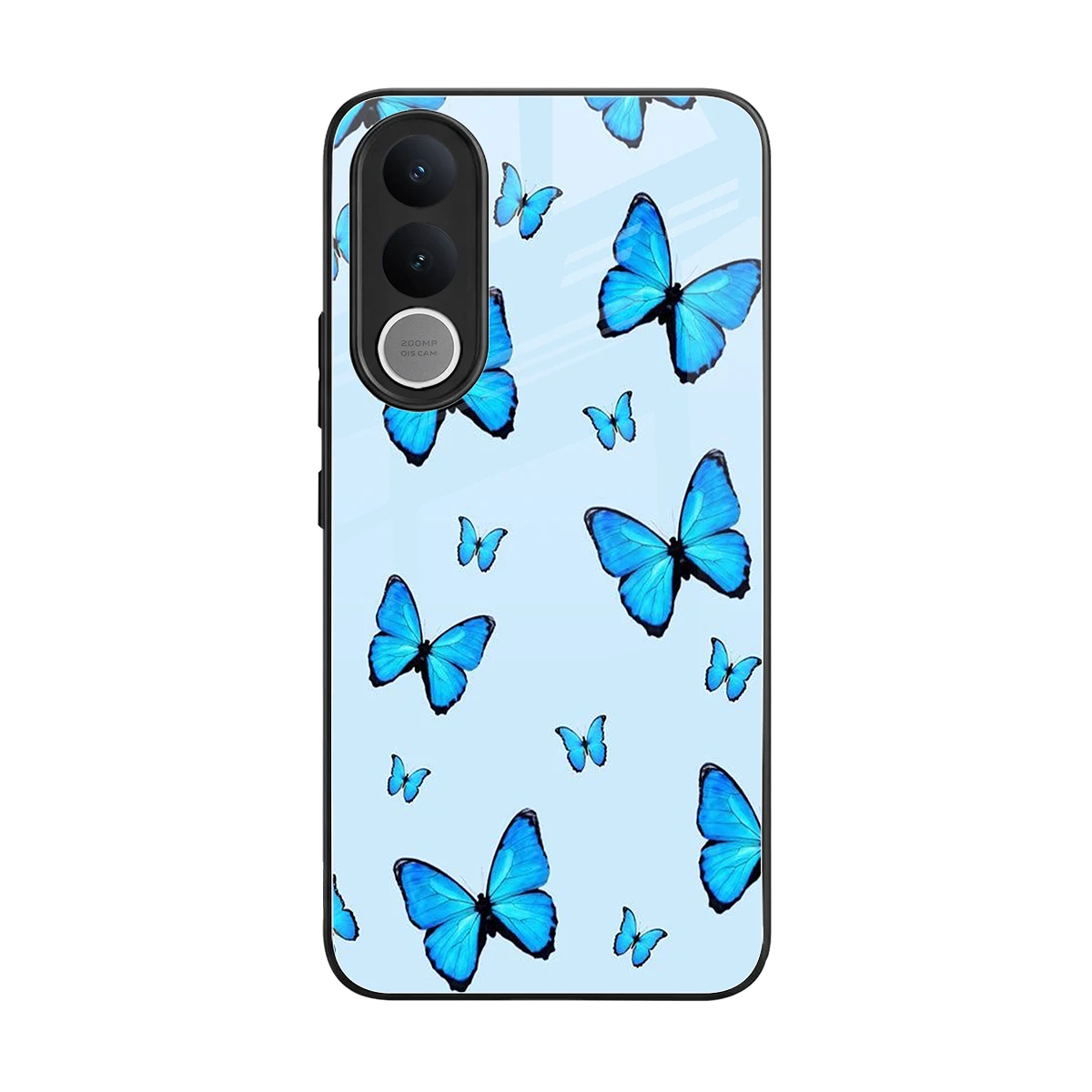 Gimme Butterflies Aesthetic back phone cover | glass case for vivo v70 fe