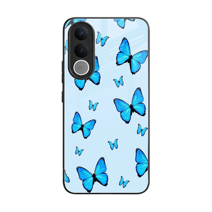 Gimme Butterflies Aesthetic back phone cover | glass case for vivo v70 fe