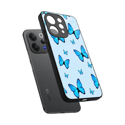 Gimme Butterflies Aesthetic sleek vivo v70 cover with tempered glass back and TPU edges
