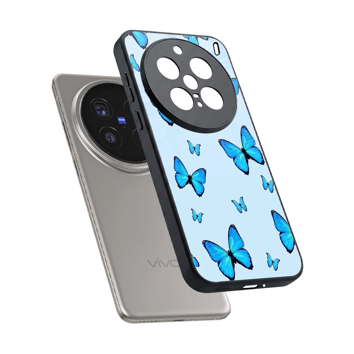 Gimme Butterflies Aesthetic sleek vivo x200 pro cover with tempered glass back and TPU edges