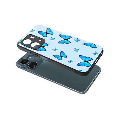 Gimme Butterflies Aesthetic sleek vivo y16 cover with tempered glass back and TPU edges