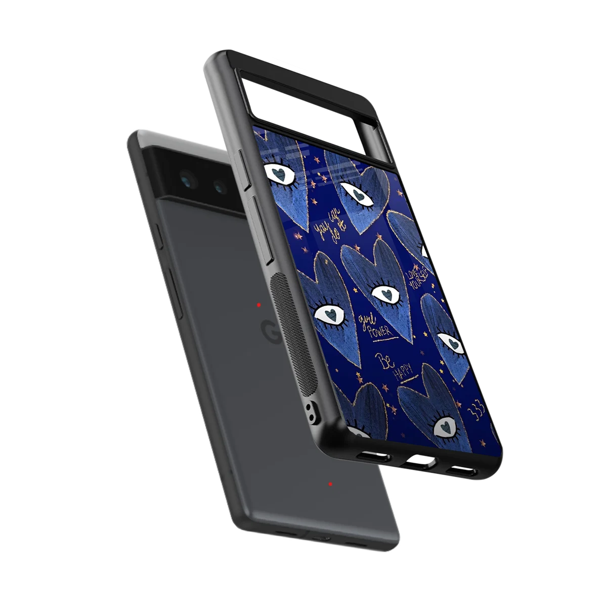 Girl Vision sleek google pixel 6a cover with tempered glass back and TPU edges