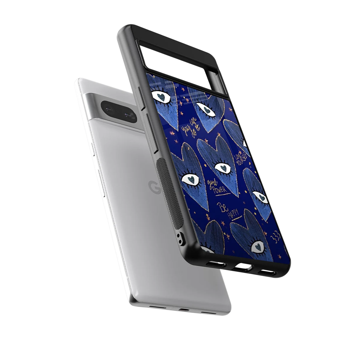 Girl Vision sleek google pixel 7a cover with tempered glass back and TPU edges