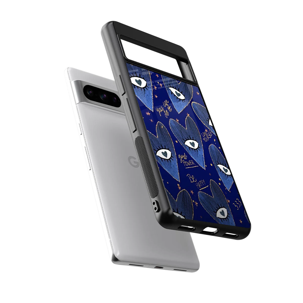 Girl Vision sleek google pixel 8 pro cover with tempered glass back and TPU edges