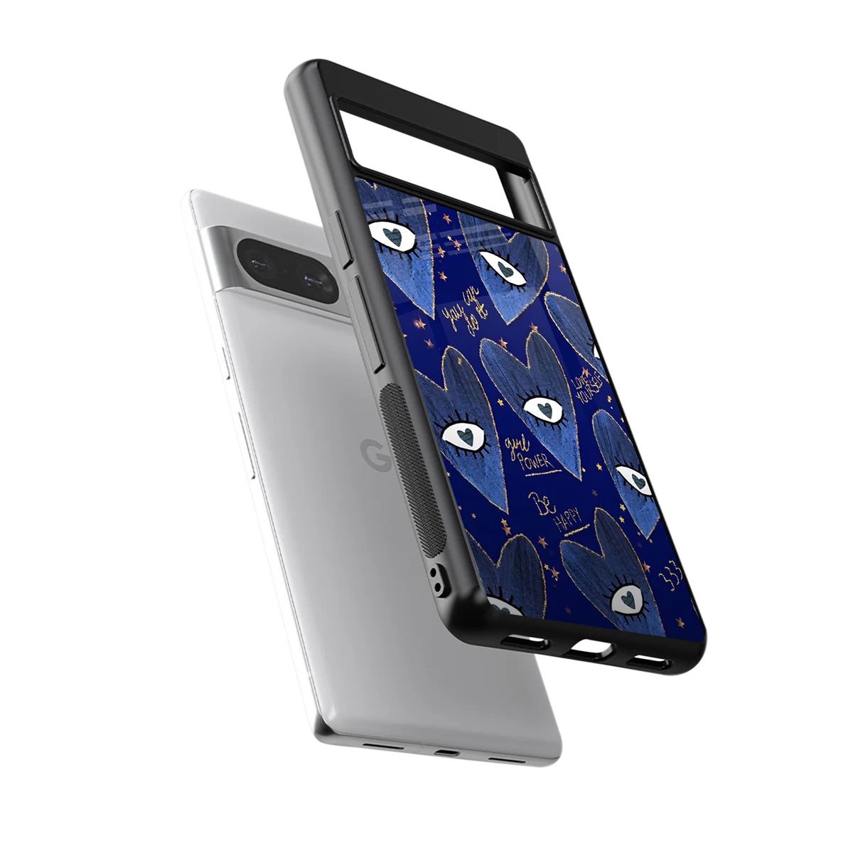 Girl Vision sleek google pixel 8 cover with tempered glass back and TPU edges