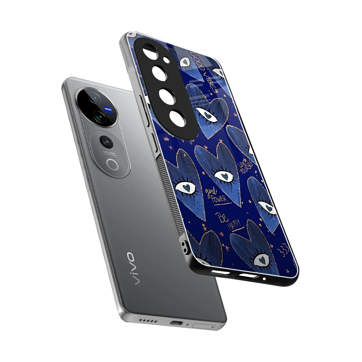 Girl Vision sleek vivo v40 pro cover with tempered glass back and TPU edges