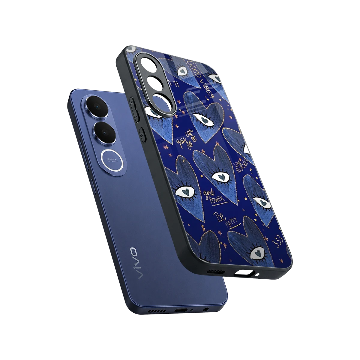 Girl Vision sleek vivo v70 fe cover with tempered glass back and TPU edges