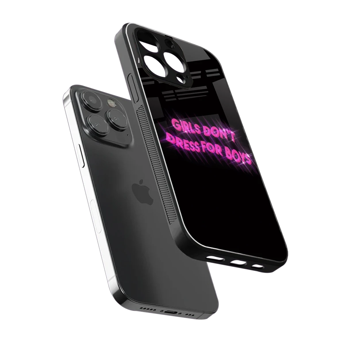 Girls Don't Dress For Boys sleek iphone 14 pro max cover with tempered glass back and TPU edges