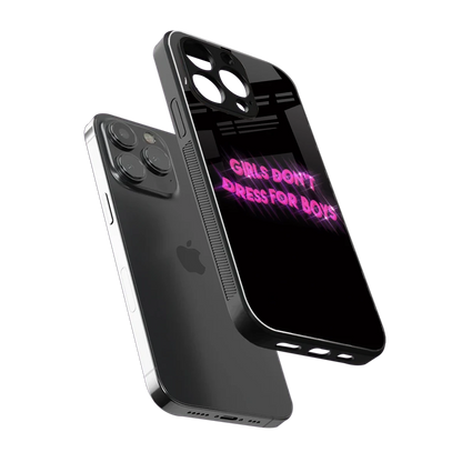 Girls Don't Dress For Boys sleek iphone 14 pro max cover with tempered glass back and TPU edges