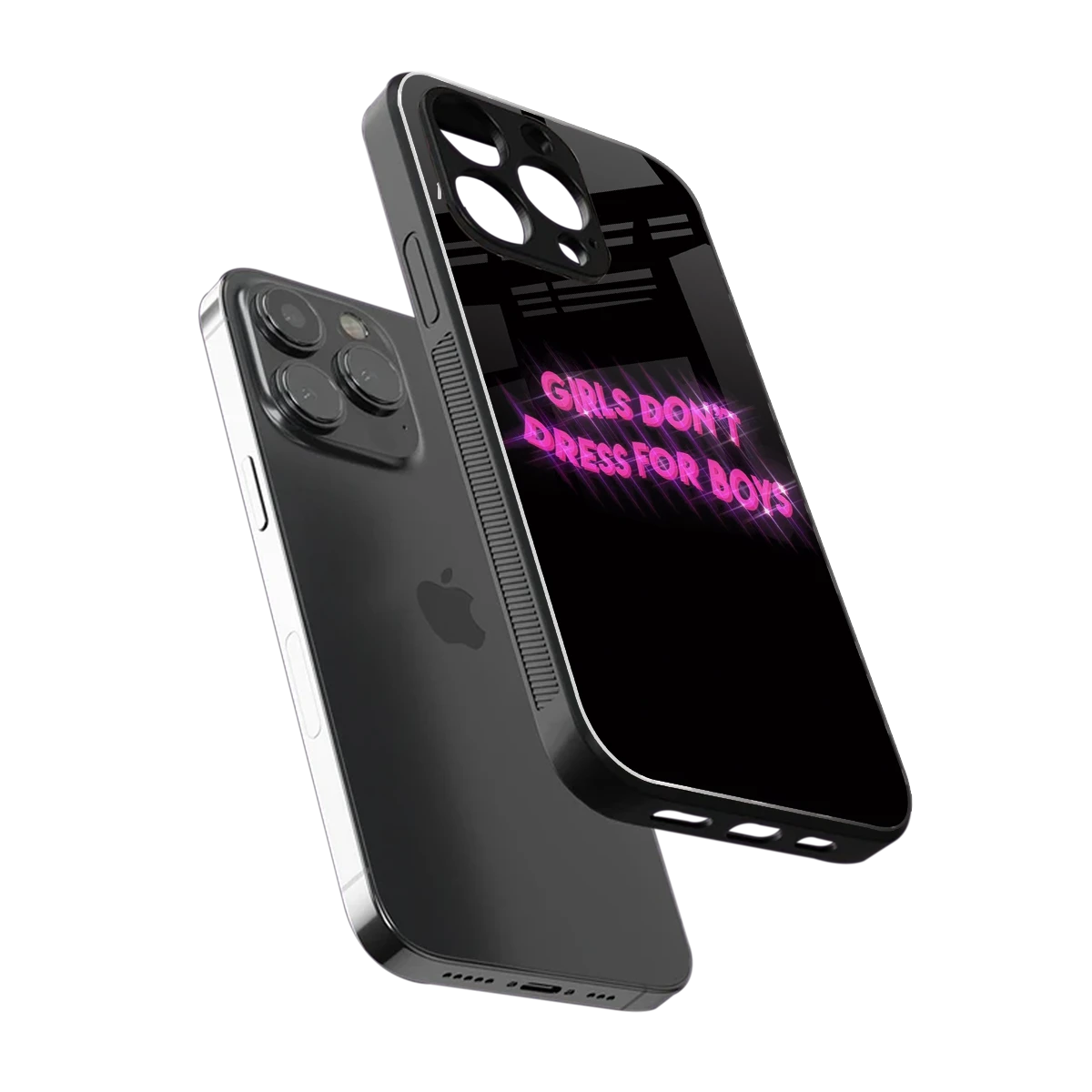 Girls Don't Dress For Boys sleek iphone 13 pro cover with tempered glass back and TPU edges