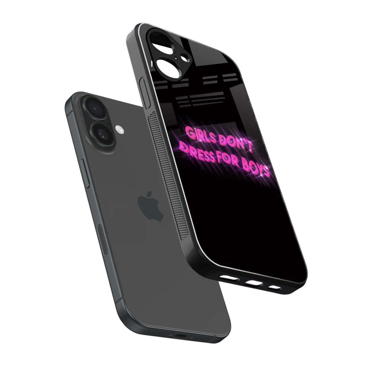 Girls Don't Dress For Boys sleek iPhone 16 cover with tempered glass back and TPU edges