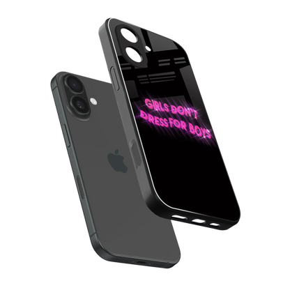 Girls Don't Dress For Boys sleek iphone 17 cover with tempered glass back and TPU edges
