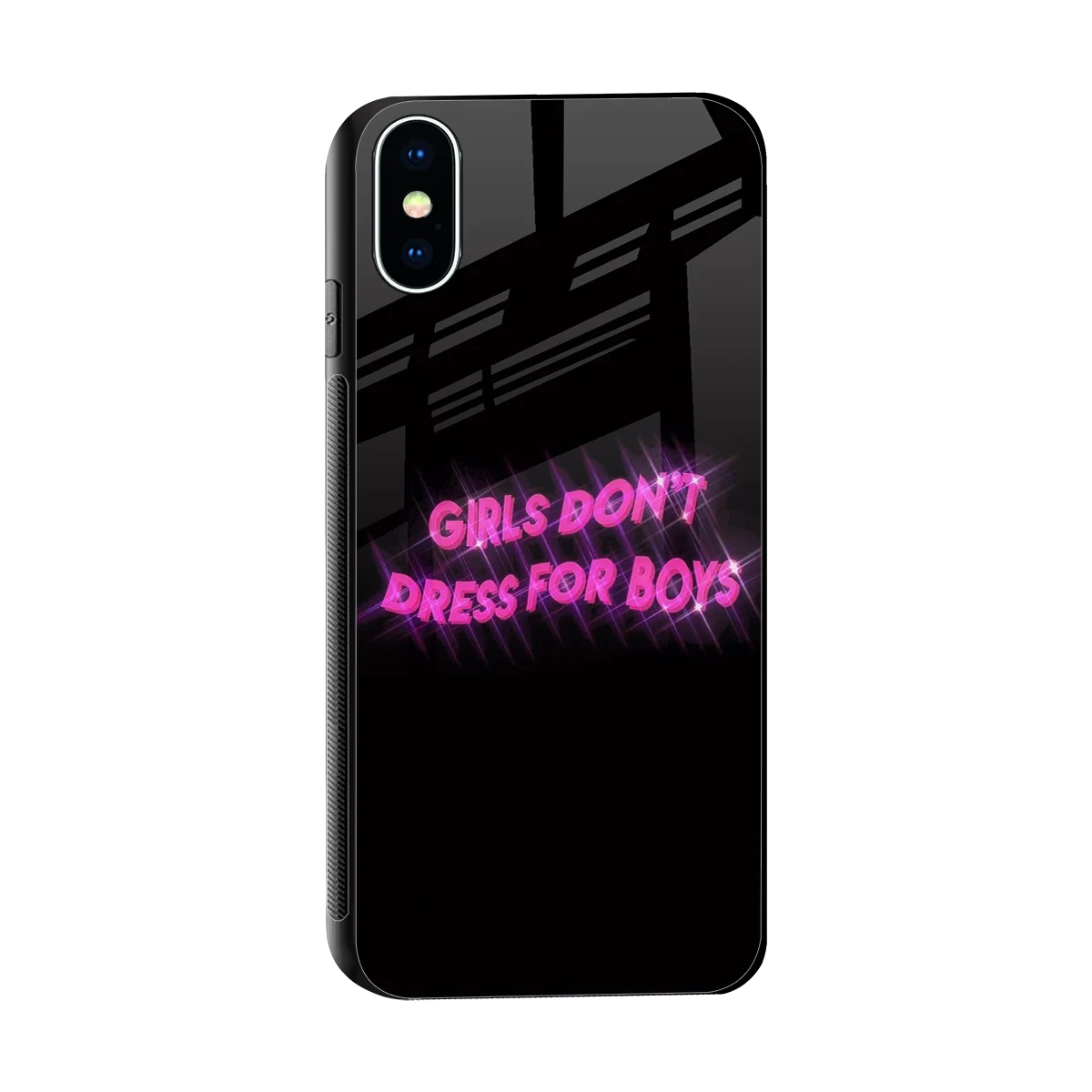 Girls Don't Dress For Boys sleek iphone xs cover with tempered glass back and TPU edges