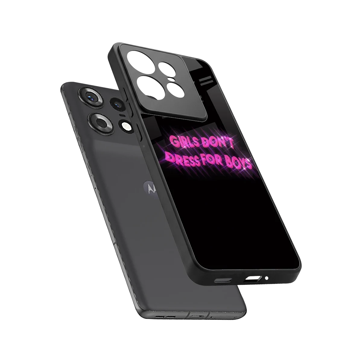 Girls Don't Dress For Boys sleek motorola edge 50 pro cover with tempered glass back and TPU edges