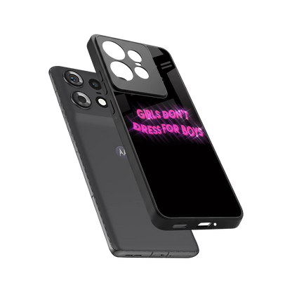 Girls Don't Dress For Boys sleek motorola edge 50 pro cover with tempered glass back and TPU edges