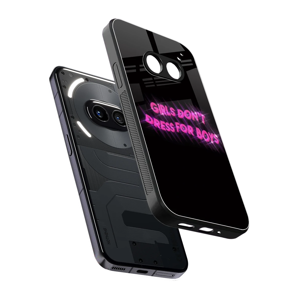 Girls Don't Dress For Boys sleek nothing phone 2a plus cover with tempered glass back and TPU edges
