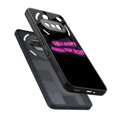 Girls Don't Dress For Boys sleek nothing phone 3a cover with tempered glass back and TPU edges