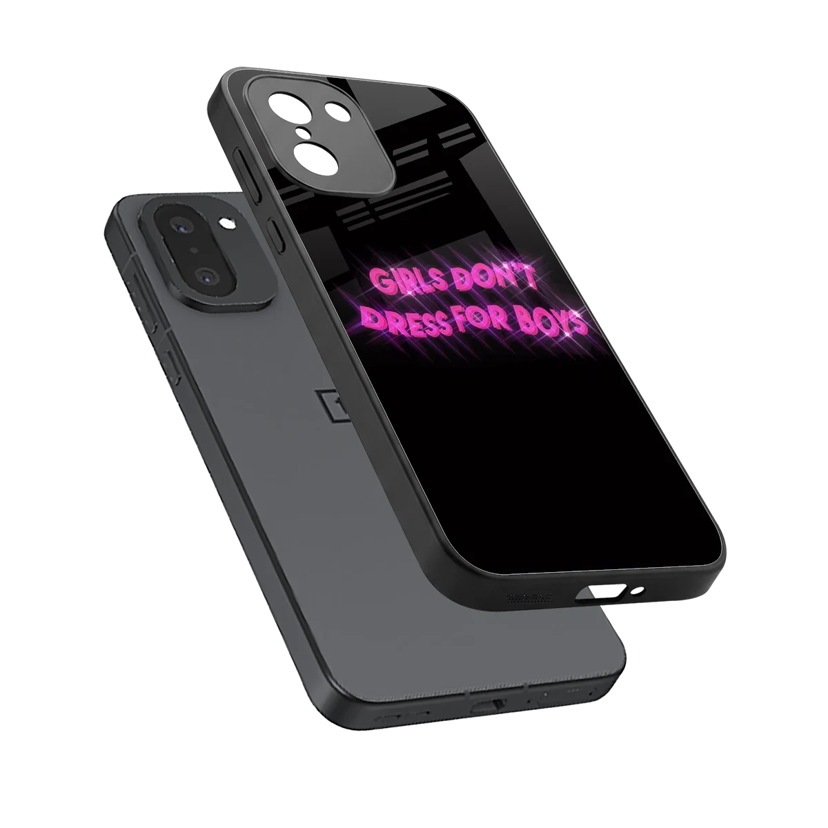 Girls Don't Dress For Boys sleek oneplus 15r cover with tempered glass back and TPU edges