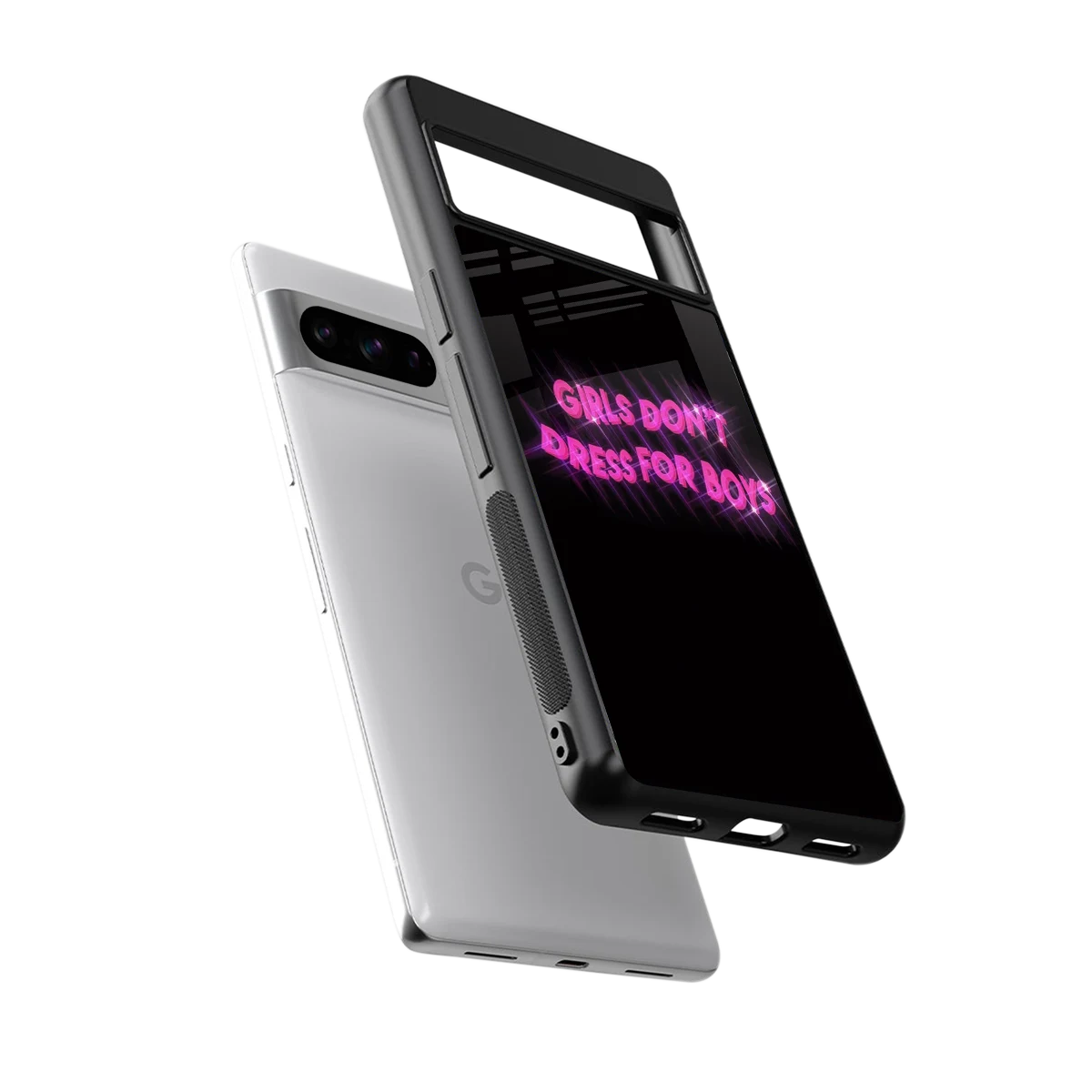 Girls Don't Dress For Boys sleek google pixel 8 pro cover with tempered glass back and TPU edges