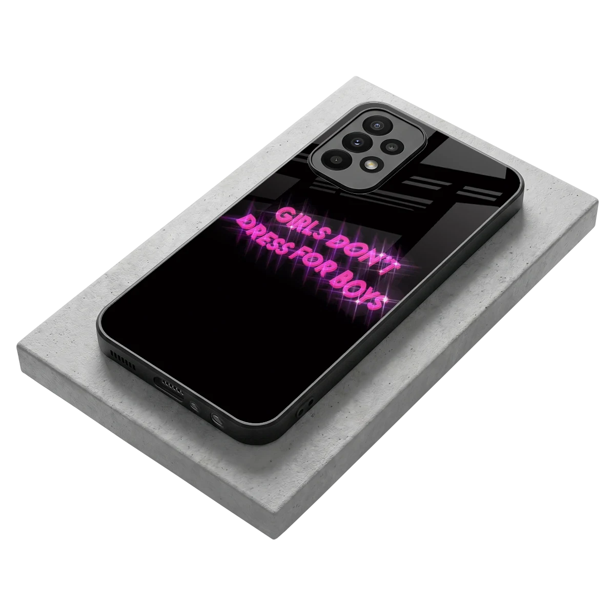 Girls Don't Dress For Boys stylish phone case for samsung galaxy a23 | glossy glass and slim fit