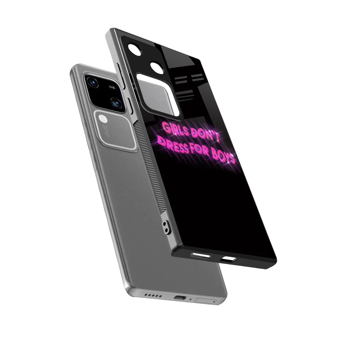 Girls Don't Dress For Boys sleek vivo v30 cover with tempered glass back and TPU edges