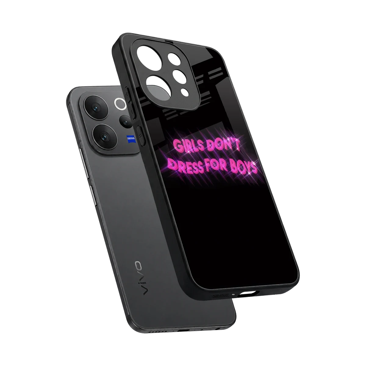 Girls Don't Dress For Boys sleek vivo v70 elite cover with tempered glass back and TPU edges