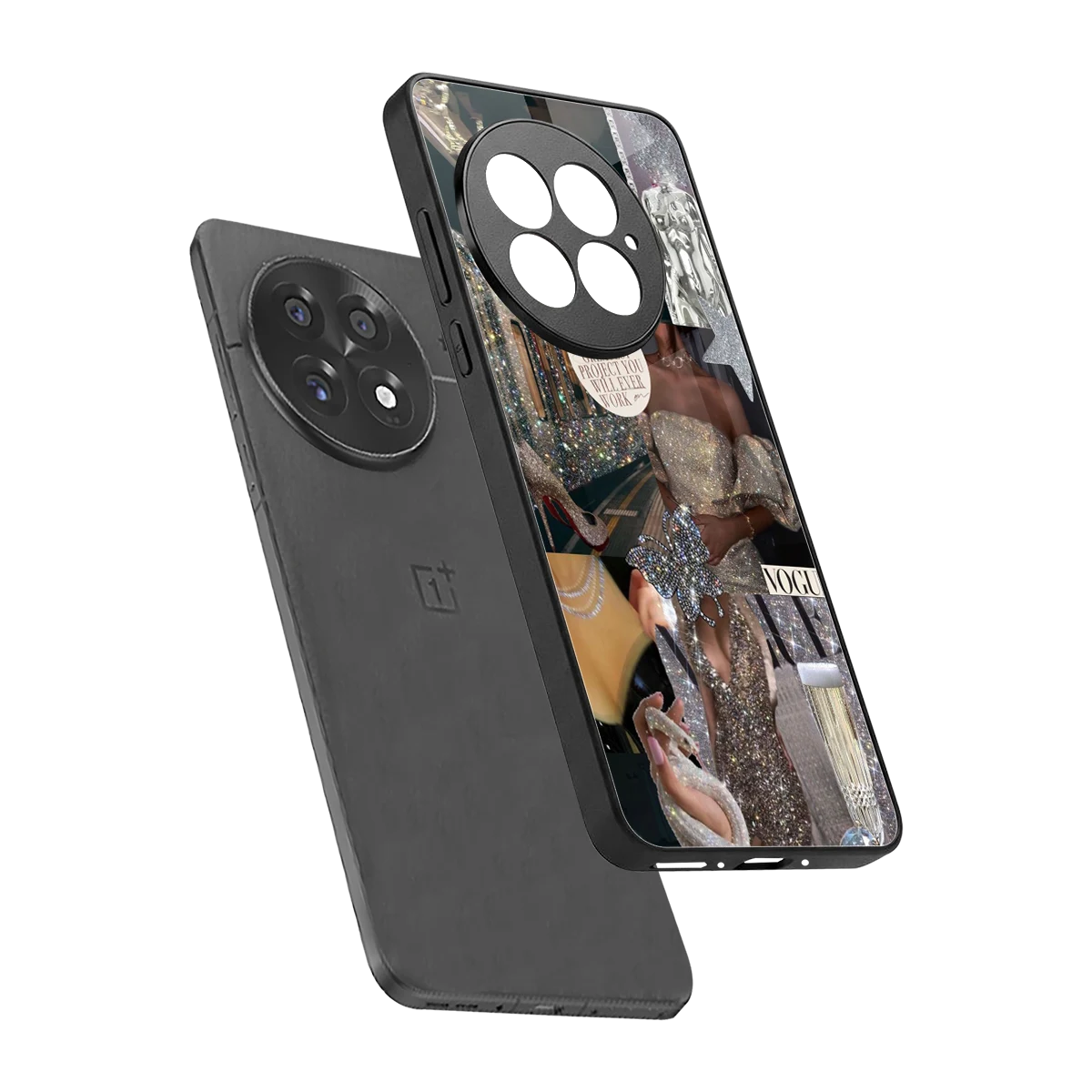 Glam Chic sleek oneplus 13 cover with tempered glass back and TPU edges