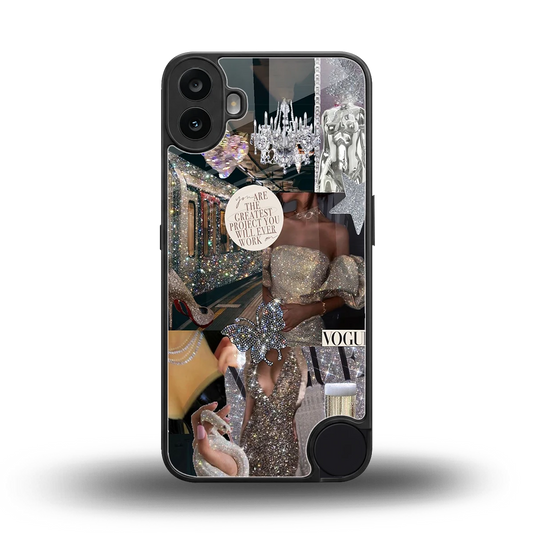 Glam Chic back phone cover | glass case for cmf nothing phone 1