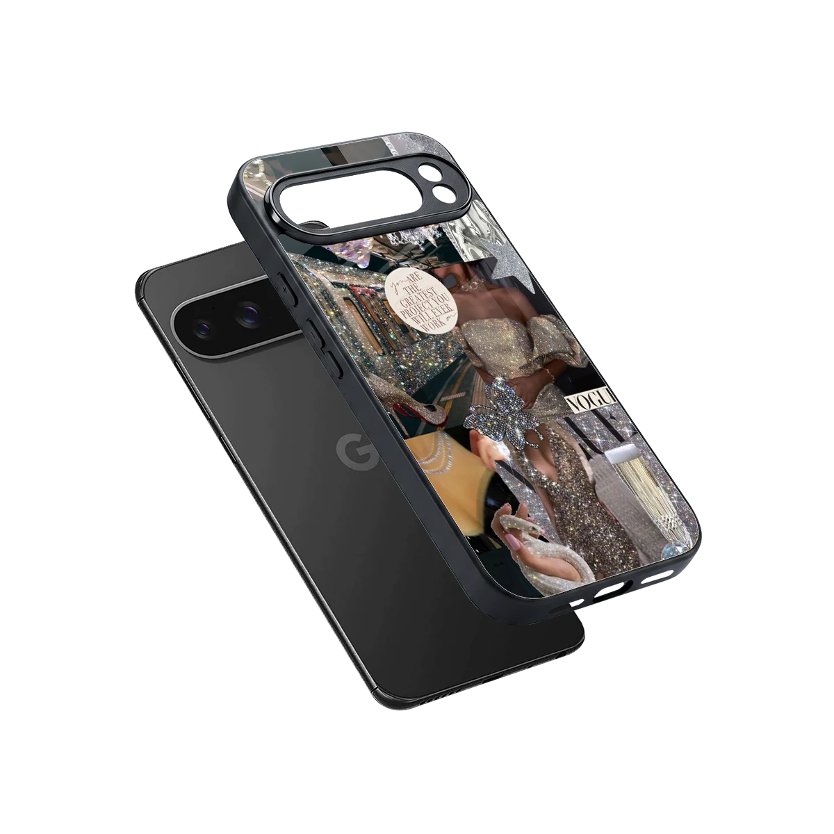 Glam Chic sleek google pixel 10 pro xl cover with tempered glass back and TPU edges