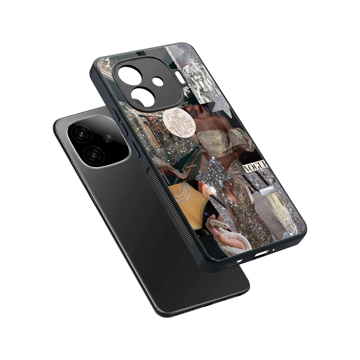 Glam Chic sleek iqoo neo 10r 5g cover with tempered glass back and TPU edges