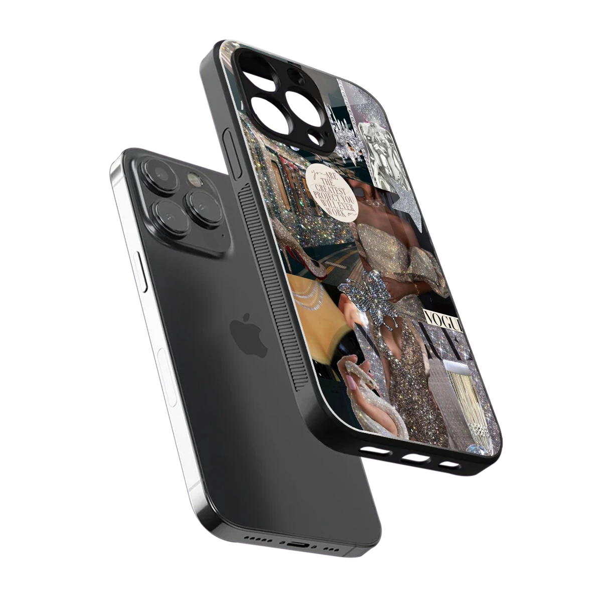 Glam Chic sleek iphone 13 pro max cover with tempered glass back and TPU edges