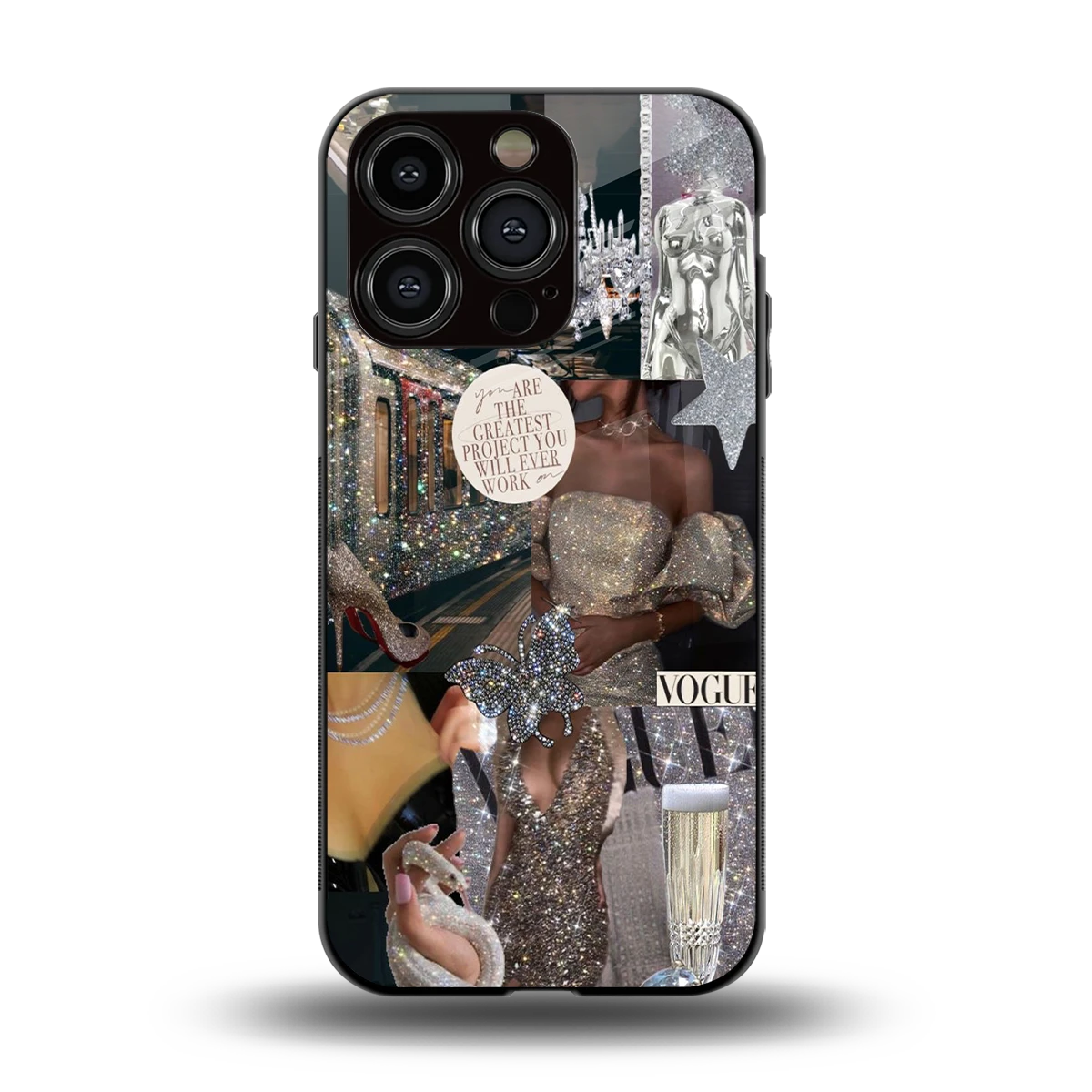 Glam Chic back phone cover | glass case for iphone 13 pro
