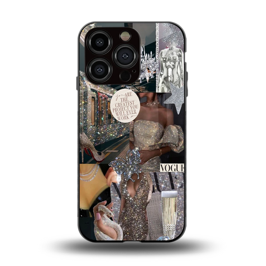 Glam Chic back phone cover | glass case for iphone 13 pro