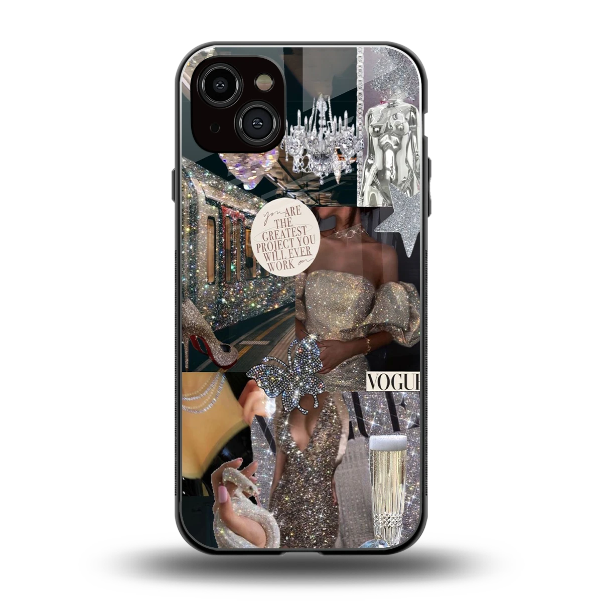 Glam Chic back phone cover | glass case for iphone 14 plus