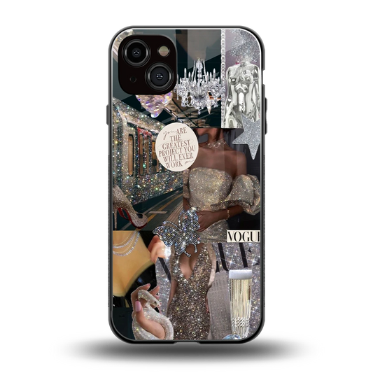 Glam Chic back phone cover | glass case for iphone 14 plus
