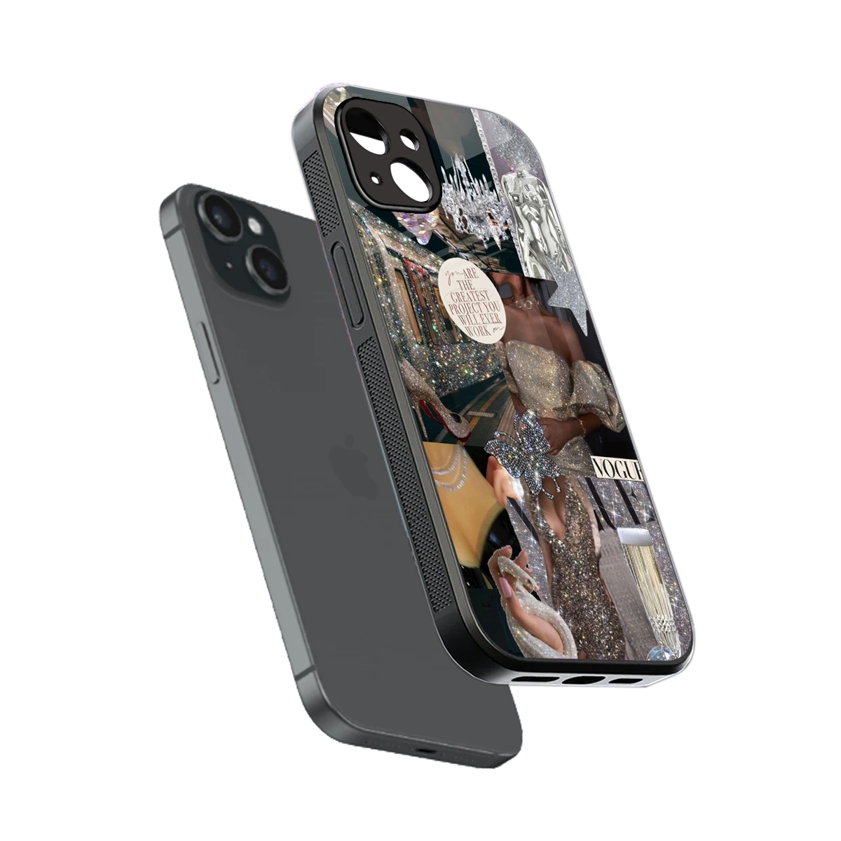 Glam Chic sleek iphone 14 plus cover with tempered glass back and TPU edges