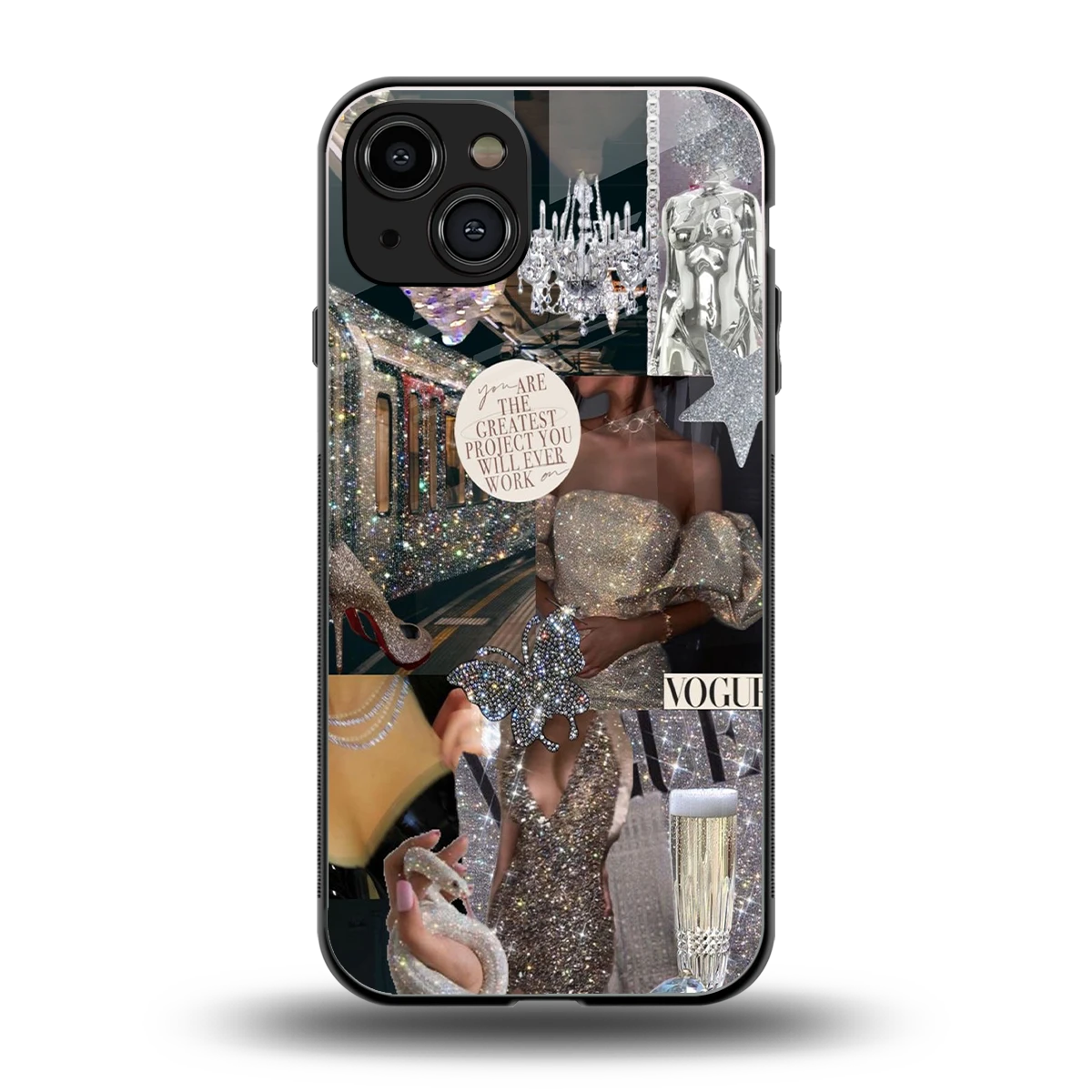 Glam Chic back phone cover | glass case for iphone 15