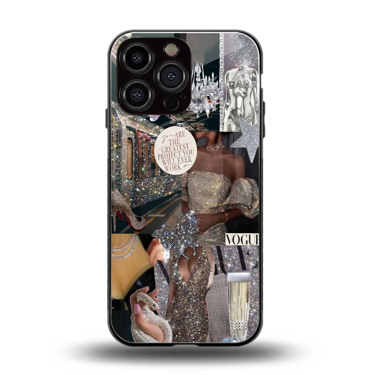 Glam Chic back phone cover | glass case for iphone 16 pro max