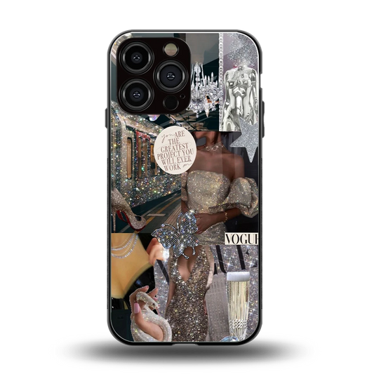 Glam Chic back phone cover | glass case for iphone 16 pro max