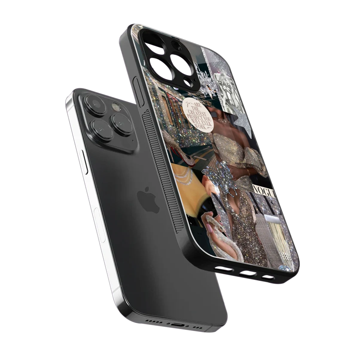 Glam Chic sleek iphone 16 pro max cover with tempered glass back and TPU edges
