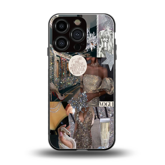 Glam Chic back phone cover | glass case for iphone 16 pro