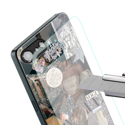 Glam Chic stylish phone case for iphone 16e | glossy glass and slim fit