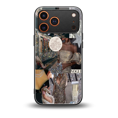 Glam Chic back phone cover | glass case for iphone 17 pro max