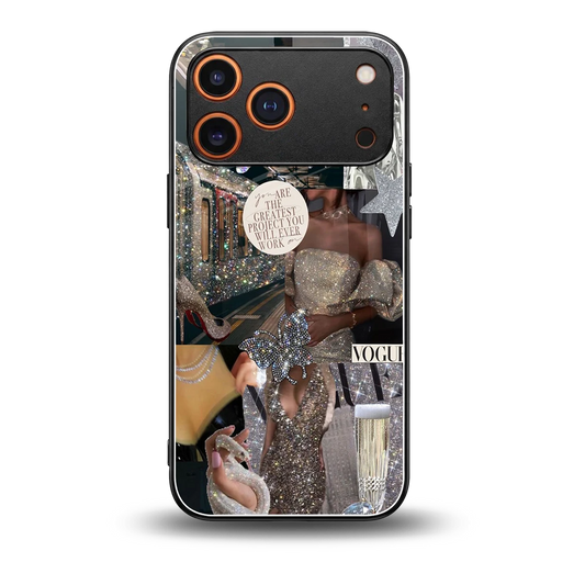 Glam Chic back phone cover | glass case for iphone 17 pro max