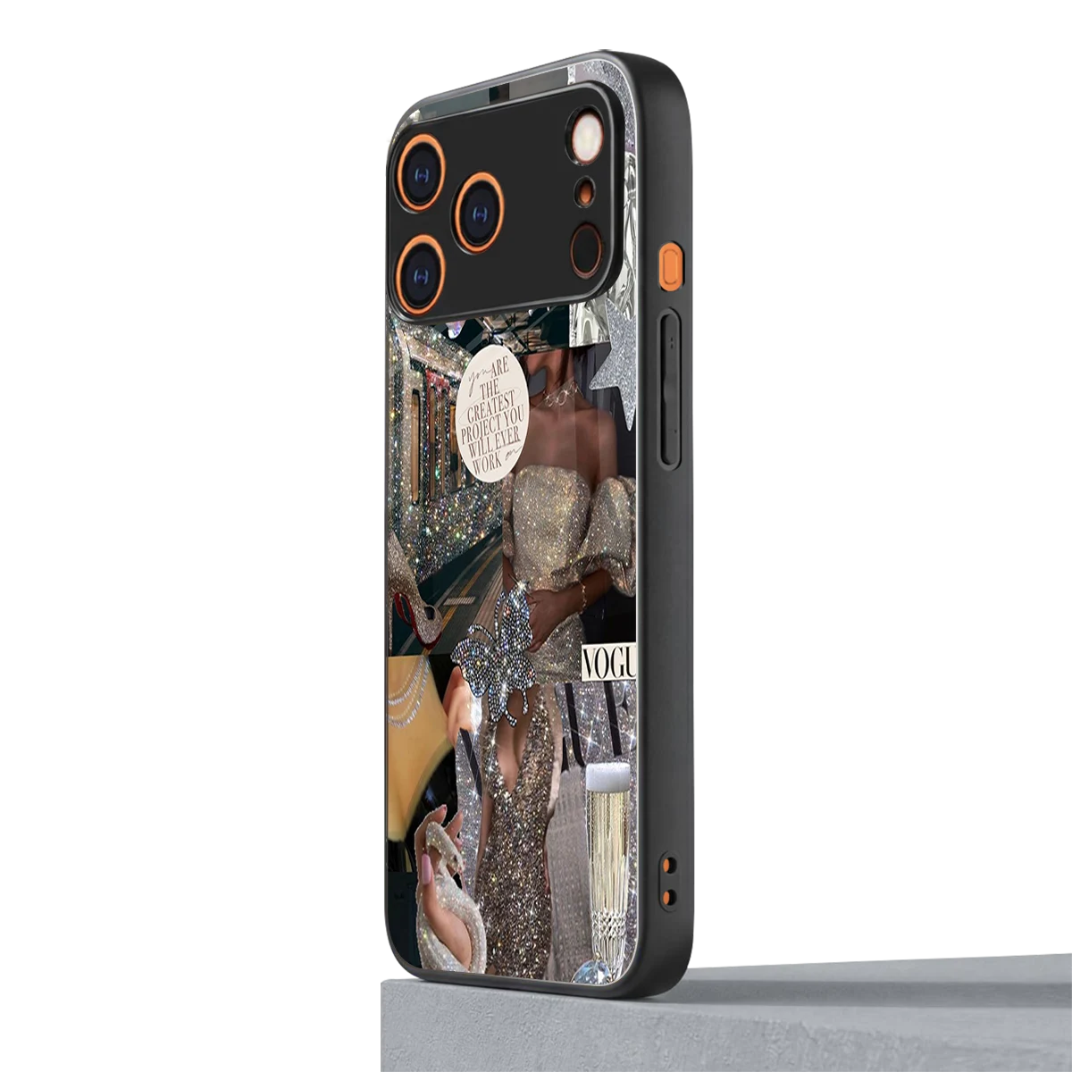 Glam Chic iphone 17 pro mobile cover | shockproof glass phone case