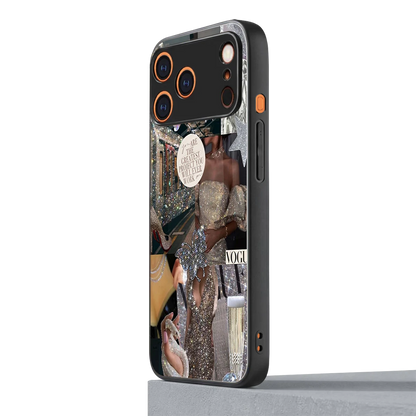 Glam Chic iphone 17 pro mobile cover | shockproof glass phone case